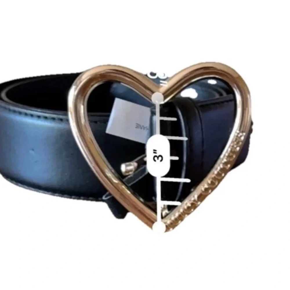 JUICY COUTURE Black BELT Gold Tone Heart Buckle NEW IN BOX L/XL